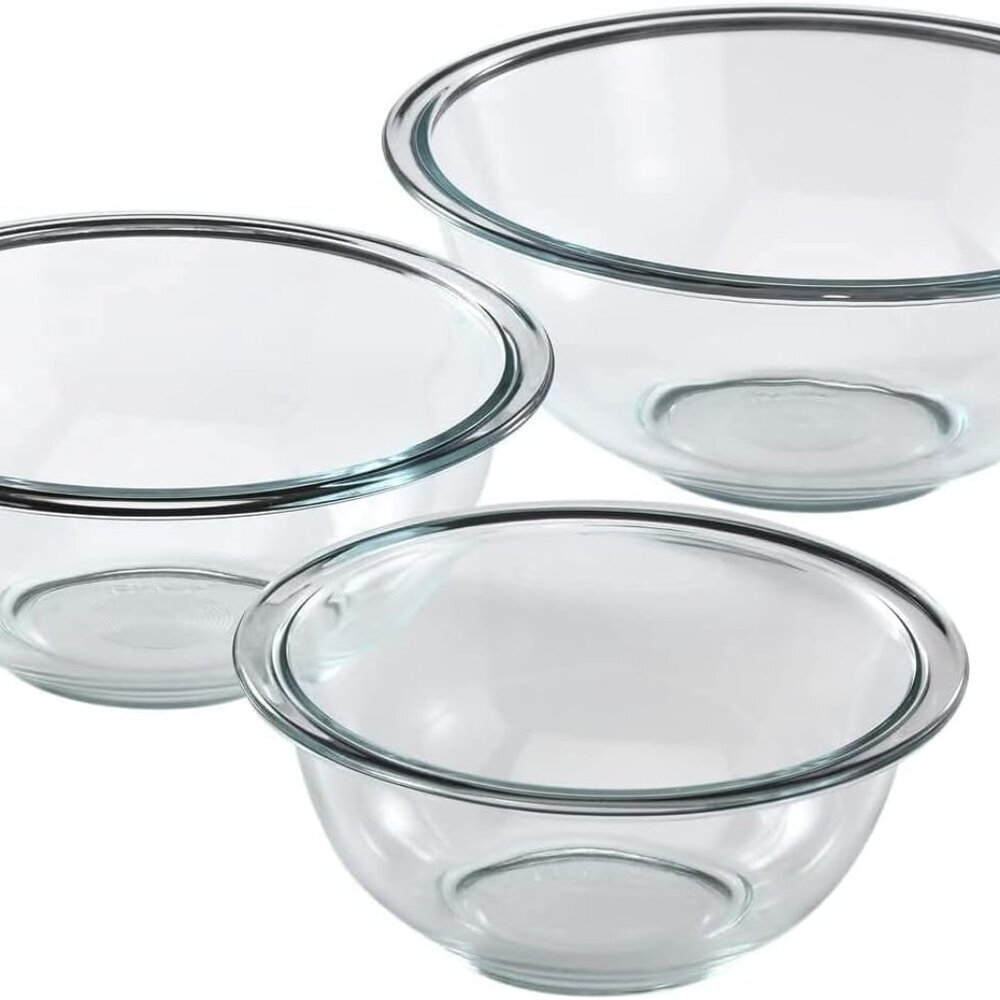 Essentials 3-Piece Glass Mixing Bowls Set For Prepping, Baking and Cooking, Preh